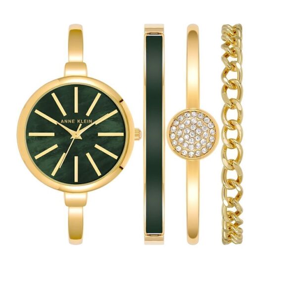 Stacking watch and bangle set - green - Picture 1 of 7
